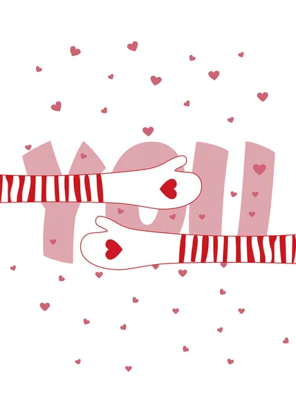 Valentines Day card with hearts — Stock Vector