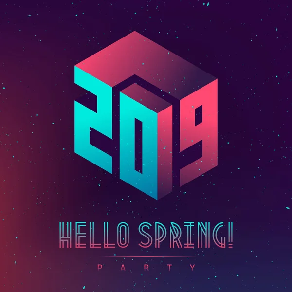 Hola Primavera 2019 Vector Ilustración — Vector de stock