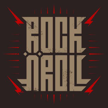 vektör çizimi rock'n'roll yazı 