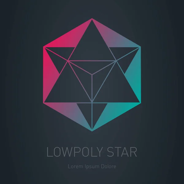 Star Pyramid Design Element Modern Stylish Logo Vector Low Poly — Stock Vector
