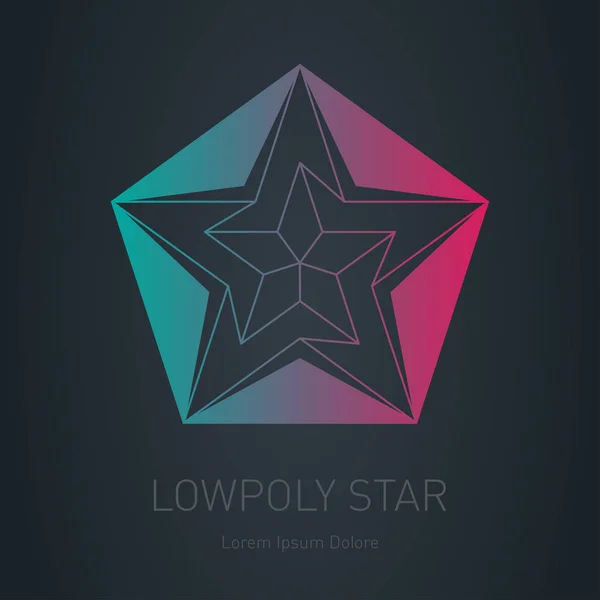 Star Logo Low Poly Impossible Figure Vector Lowpoly Logotype Line — Stock Vector