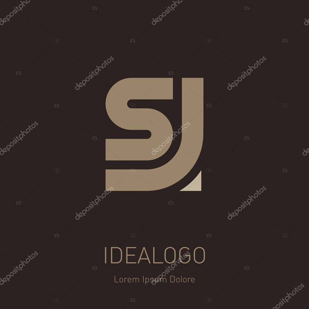 Letter SJ. Vector elegant font. Template for company logo.