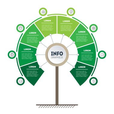 Dikey Zaman Çizelgesi bilgi grafikleri. Ekoloji araştırması. Kalkınma ve eko iş büyüme Ağacı. Eğilimlerin infografik. 