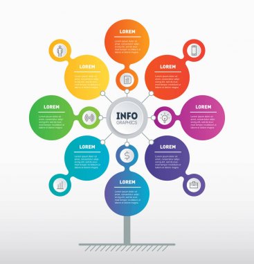 Dikey Zaman Çizelgesi bilgi grafikleri. Gelişim ağacı ve iş büyüme. Eğilimlerin zaman çizgisi. Seçenekler, parçalar, adımlar veya süreçler ile Eko İş kavramı