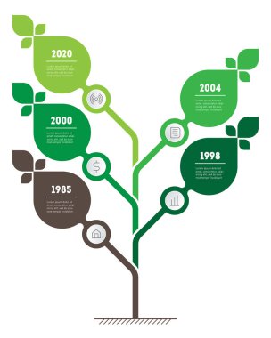 yaprak şekli ile yeşil ağaç vektör bilgi grafik şablonu