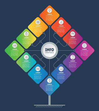 rhombuses şekilli vektör bilgi grafik şablonu