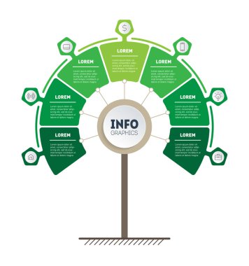 yeşil bilgi grafik şablonu, vektör illüstrasyon