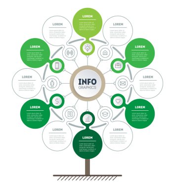 yeşil bilgi grafik şablonu, vektör illüstrasyon