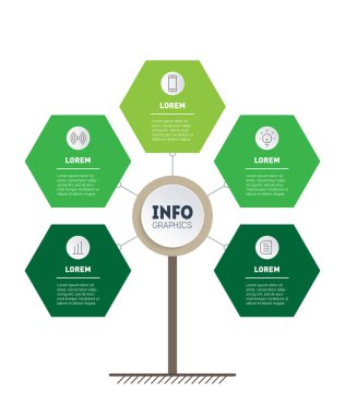 Renkli infografik ağaç şablonu, vektör çizimi
