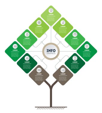 Renkli infografik ağaç şablonu, vektör çizimi