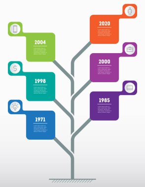 Renkli infografik ağaç şablonu, vektör çizimi