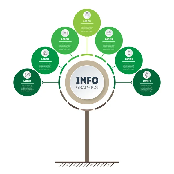 Kolorowy Szablon Drzewa Infograficznego Ilustracja Wektorowa — Wektor stockowy