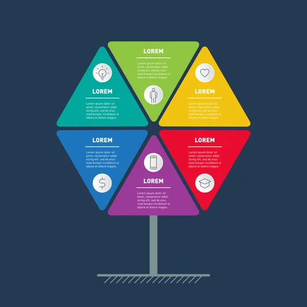 Kolorowy Szablon Drzewa Infograficznego Ilustracja Wektorowa — Wektor stockowy