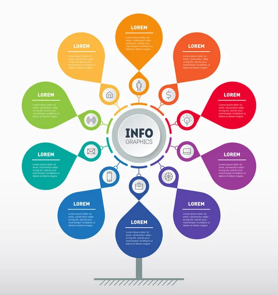 Presentación Negocios Concepto Infografía Con Opciones Plantilla Árbol Desarrollo Gráfico — Archivo Imágenes Vectoriales