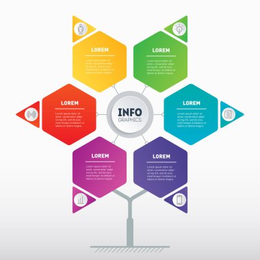 Parçalar, adımlar veya süreçler ile iş sunumu kavramı. Dikey zaman çizelgesi İnfografikleri. Geliştirme ve Eko iş büyüme ağacı. Eğilim ve trendler grafik Infographic  