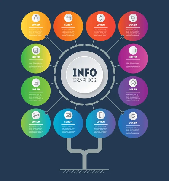 Concepto Presentación Negocios Con Opciones Pasos Plantilla Árbol Diagrama Infografía — Archivo Imágenes Vectoriales