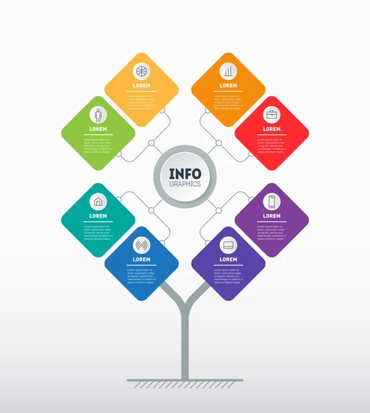 Governance Structure Business Presentation Concept Eight Options Template Tree Diagram — Stock Vector