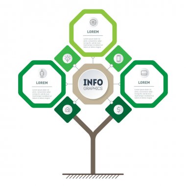 Web Şablonu ağacı, bilgi grafiği veya diyagramı. Dört veya sekiz adımlı teknoloji veya eğitim sürecinin infografik. Broşür tasarım şablonu. İş sunumu konsepti  