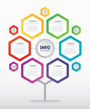 Web Şablonu ağacı, bilgi grafiği veya diyagramı. Dört veya sekiz adımlı teknoloji veya eğitim sürecinin infografik. Broşür tasarım şablonu. İş sunumu konsepti  