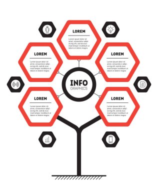 Web Şablonu ağacı, bilgi grafiği veya diyagramı. Dört veya sekiz adımlı teknoloji veya eğitim sürecinin infografik. Broşür tasarım şablonu. İş sunumu konsepti  