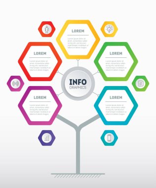 Web Şablonu ağacı, bilgi grafiği veya diyagramı. Dört veya sekiz adımlı teknoloji veya eğitim sürecinin infografik. Broşür tasarım şablonu. İş sunumu konsepti  
