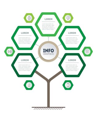 Web Şablonu ağacı, bilgi grafiği veya diyagramı. Dört veya sekiz adımlı teknoloji veya eğitim sürecinin infografik. Broşür tasarım şablonu. İş sunumu konsepti  
