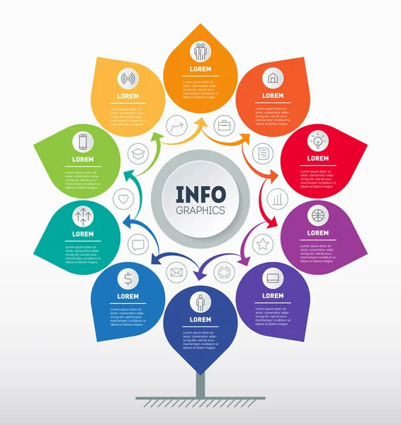 Szablon Sieci Web Drzewa Wykres Informacji Lub Diagramu Infografika Procesu — Wektor stockowy