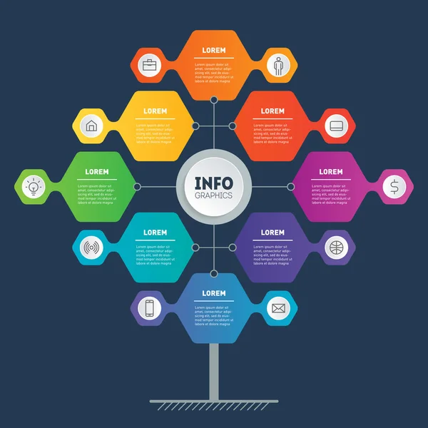 Szablon Sieci Web Drzewa Wykres Informacji Lub Diagramu Infografika Procesu — Wektor stockowy