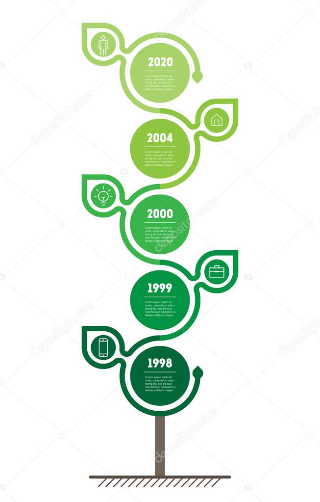 Web Template of tree, info chart or diagram. Infographic of technology or education process with four or eight steps. Brochure design template. Business presentation concept  