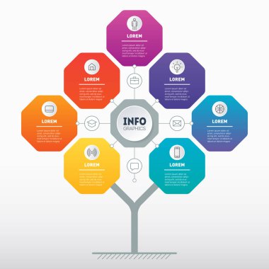 Beyaz arka planda izole edilmiş metin içeren renkli ağaç yaprakları içeren bilgi zaman çizelgesi.