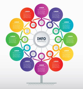 çevreleri ile infografik şablonların vektör illüstrasyon