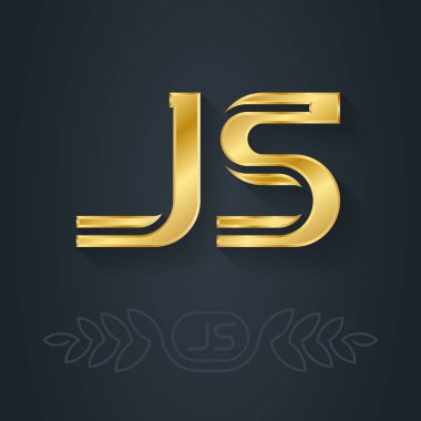 JS letters logo. Metallic 3d icon or logotype template. Vector illustration