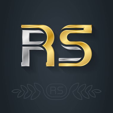 RS letters logo. Metallic 3d icon or logotype template. Vector illustration