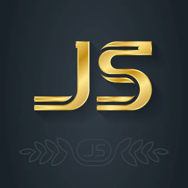 Jsの文字のロゴ 金属3Dアイコンまたはロゴタイプテンプレート ベクターイラスト — ストックベクタ