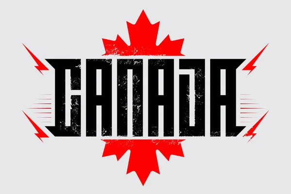 Canada Label Shirt Print Original Lettering Grunge Effect Red Maple — Stok Vektör