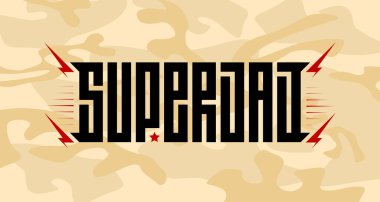 Süper baba Logotype. Bej arkaplanda vektör tasarımı.