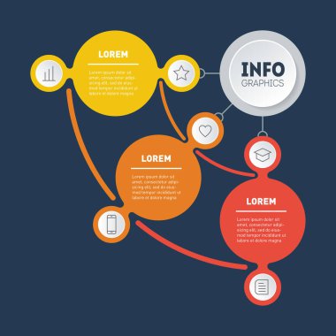 Renkli bilgi çemberi logosu. Koyu arkaplanda basit vektör tasarımı.