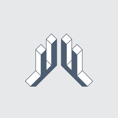 Tek renkli Uu Logotype. Gri arkaplanda tasarım.