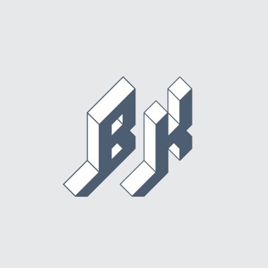Modaya uygun tek renkli gri BK Logotype. İş vektörü tasarımı.