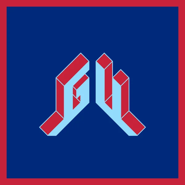 Rood Blauw Logo Eenvoudig Vectorontwerp — Stockvector