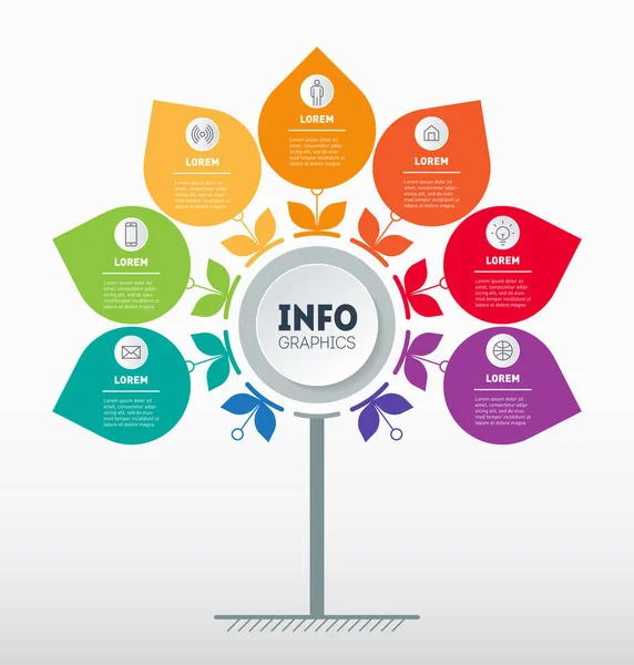 Infografías Coloridas Emblema Del Árbol Diseño Vectorial Moderno — Archivo Imágenes Vectoriales