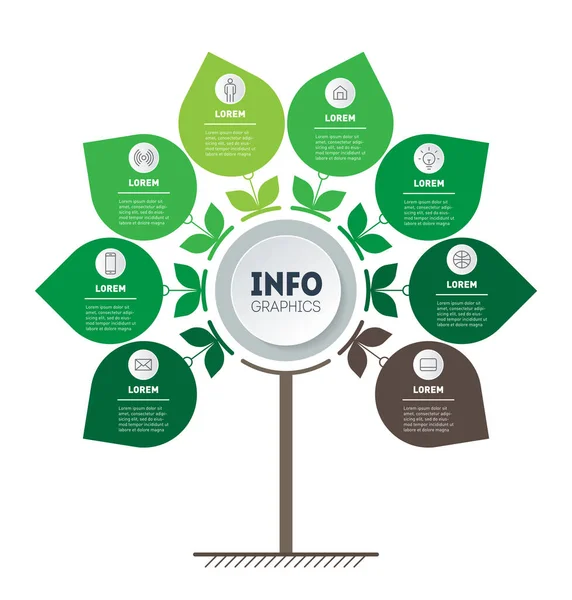 Einfache Infografik Baum Mit Grünen Blättern Geschäftsvektordesign — Stockvektor