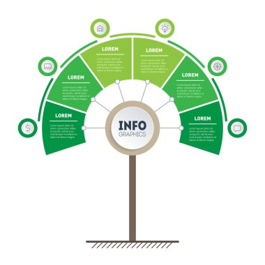 yeşil ağaç şekilli sunum şeması şablonu