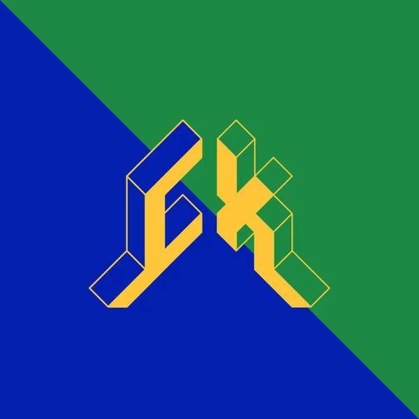 青と緑の背景に黄色のCx文字を持つベクトルポスター — ストックベクタ