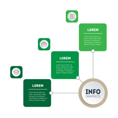 Çiftçilik ve tarım hayatı üç bölümden oluşan bilgi bilimi konsepti. Broşür tasarım şablonu. Üç adımlı sunum. Zaman Çizelgesi