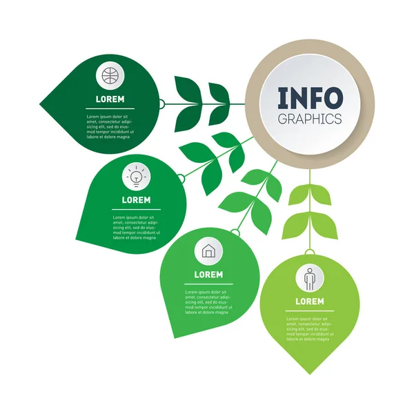 Green Business Prezentace Nebo Info Grafický Koncept Kroky Šablona Infographic — Stockový vektor