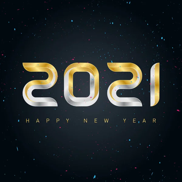 Новым 2021 Годом Векторный Фон Золотыми Серебряными Буквами Цифрами Шаблон — стоковый вектор