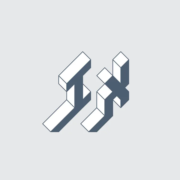 Двухбуквенный Код Монограмма Логотип Изометрический Шрифт Дизайна Футуристические Трёхмерные Буквы — стоковый вектор