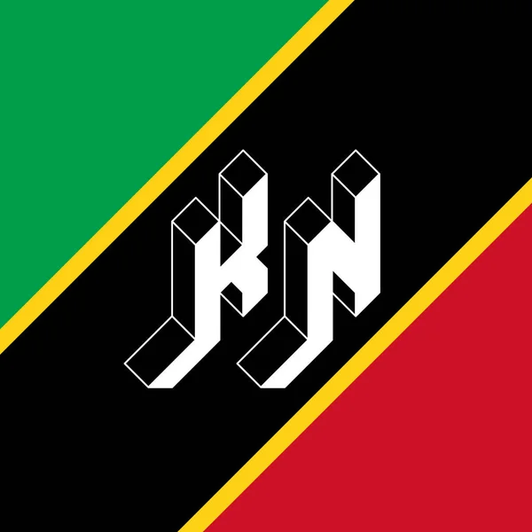 Internationell Tvåbokstavskod Eller National Domain Federation Saint Kitts Och Nevis — Stock vektor