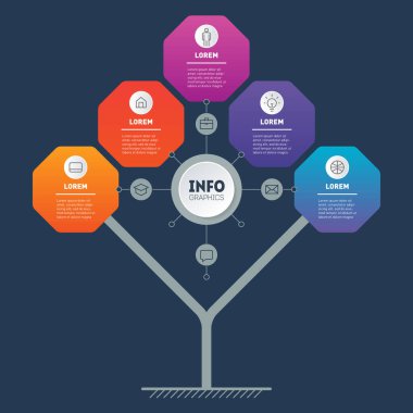şık modern iş sunumu veya bilgi grafikleri şablonu, vektör illüstrasyonu